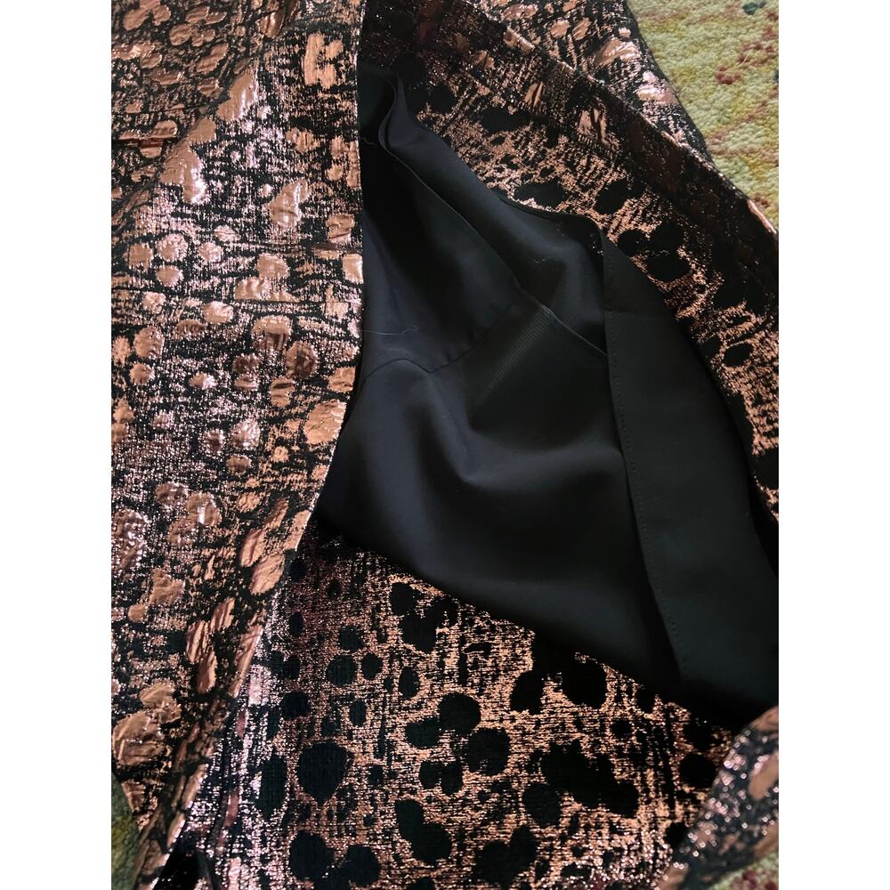 Alice + Olivia Bateau Metallic Bronze/Rose Gold Lamé Jacquard A-Line Mini Dress - Picture 10 of 14